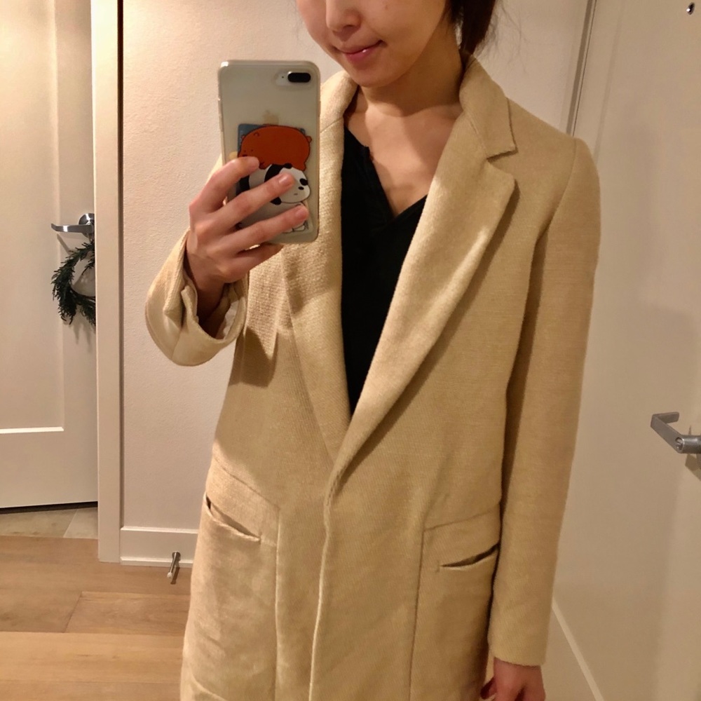 Zara Basic Collection Hemp Beige Coat - image 2